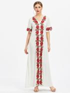 Shein Embroidery Applique Full Length Dress