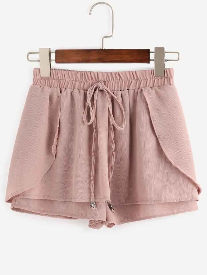 Shein Pink Drawstring Waist Wrap Shorts