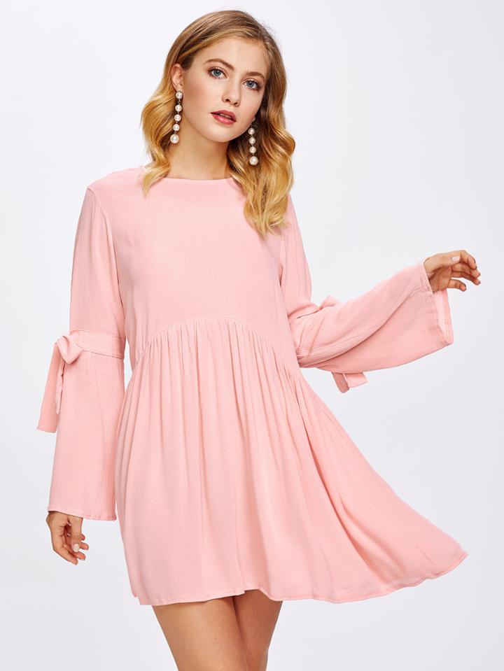 Shein Self Tie Sleeve Babydoll Dress