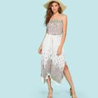 Shein Calico Print Drawstring Side Slit Dress