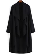 Shein Black Long Sleeve Casual Trench Coat
