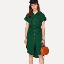 Shein Pocket Front Shirt Dress