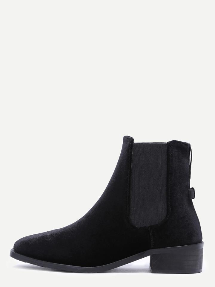 Shein Black Velvet Point Toe Elastic Booties