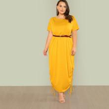Shein Plus Drawstring Side Solid Tee Dress