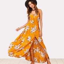 Shein Faux Pearl Detail Florals Cami Dress
