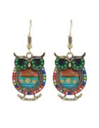 Shein Green Enamel Beads Owl Shape Earrings