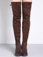 Shein Brown Lace Up Over The Knee High Heeled Boots