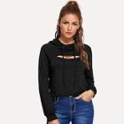 Shein Cut Out Front Drawstring Crop Hoodie