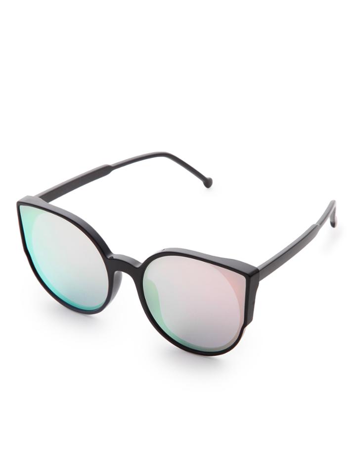 Shein Black Frame Mirror Lens Sunglasses