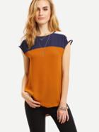 Shein Multicolors Sleeveless Patchwork Zipper Blouse