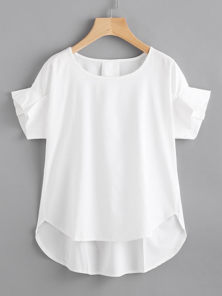 Shein Ruffle Sleeve Dip Hem Top