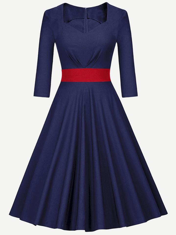 Shein Color Block Pleated Dress
