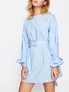 Shein O-ring Belted Tied Cuff Pearl Embellished Dress