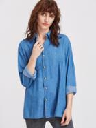 Shein Split Back Button Down Denim Shirt