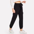 Shein Knot Waist Pocket Detail Solid Pants