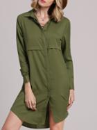Shein Green Lapel Buttons Shirt Dress