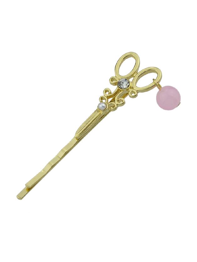 Shein Pink Scissors Pattern Star Shape Simulated-pearl Charm Hairwear