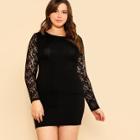 Shein Plus Lace Sleeve Form Fitting Dress