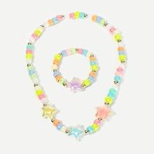 Shein Girls Beaded Bracelet & Necklace Set 2pcs