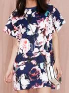 Shein Muiticolour Short Sleeve Floral Print Dress