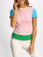 Shein Multiclor Crew Neck Colorblock Slim T-shirt
