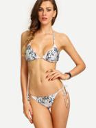 Shein Multicolor Tiger Print Side Tie Bikini Set