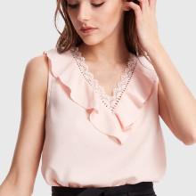 Shein Flounce V-neck Tie Back Top