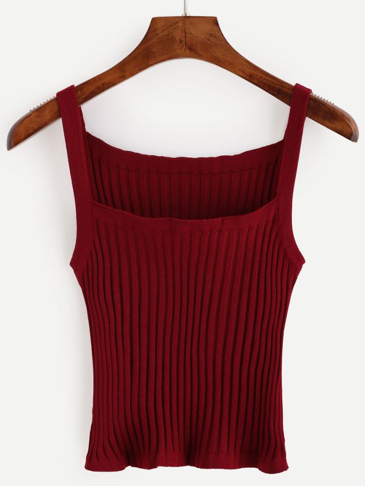 Shein Burgundy Ribbed Cami Top