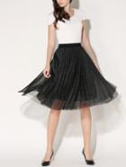 Shein Contrast Waist Gliter Mesh Layer Skirt