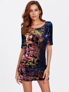 Shein Tied V Back Sequin Dress