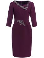 Shein Dark Purple V Neck Beading Sheath Dress