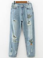 Shein Ripped Detail Full Length Jeans