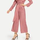 Shein Striped Belted Wide Leg Pants