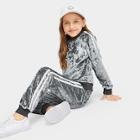 Shein Girls Striped Tape Side Velvet Pullover & Pants Set