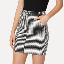 Shein Zip Up Pinstripe Skirt