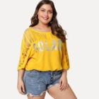 Shein Plus Silver Print Laddering Cut T-shirt