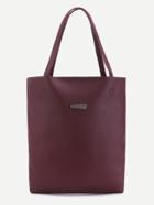 Shein Burgundy Metal Patch Pu Tote Bag