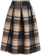 Shein Khaki Vintage Plaid Midi Skirt