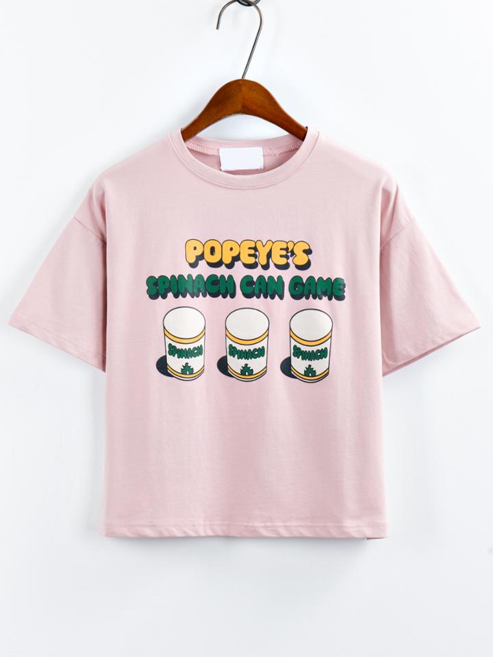 Shein Can Print Pink T-shirt