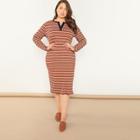 Shein Plus Press Buttoned Striped Dress