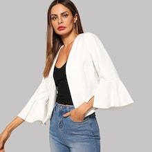 Shein Flounce Sleeve Open Front Blazer