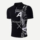 Shein Men Abstract Letter Print Polo Shirt