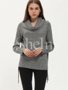 Shein Grey Cowl Neck Loose Sweater