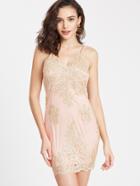 Shein Spaghetti Strap Embroidered Mesh Overlay Dress
