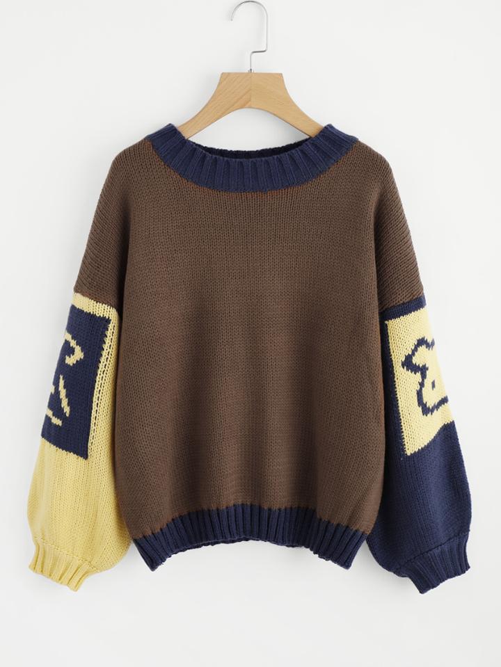 Shein Cut & Sew Drop Shoulder Balloon Sleeve Jumper