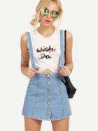 Shein Buttoned Front Light Blue Overall Denim Dress