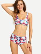 Shein Multicolor Geometric Print Bikini Set