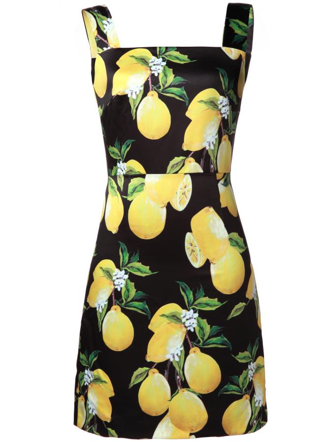 Shein Black Strap Backless Lemons A-line Dress
