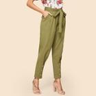 Shein Button Detail Self Belted Pants