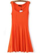 Shein Square Neck A-line Orange Dress